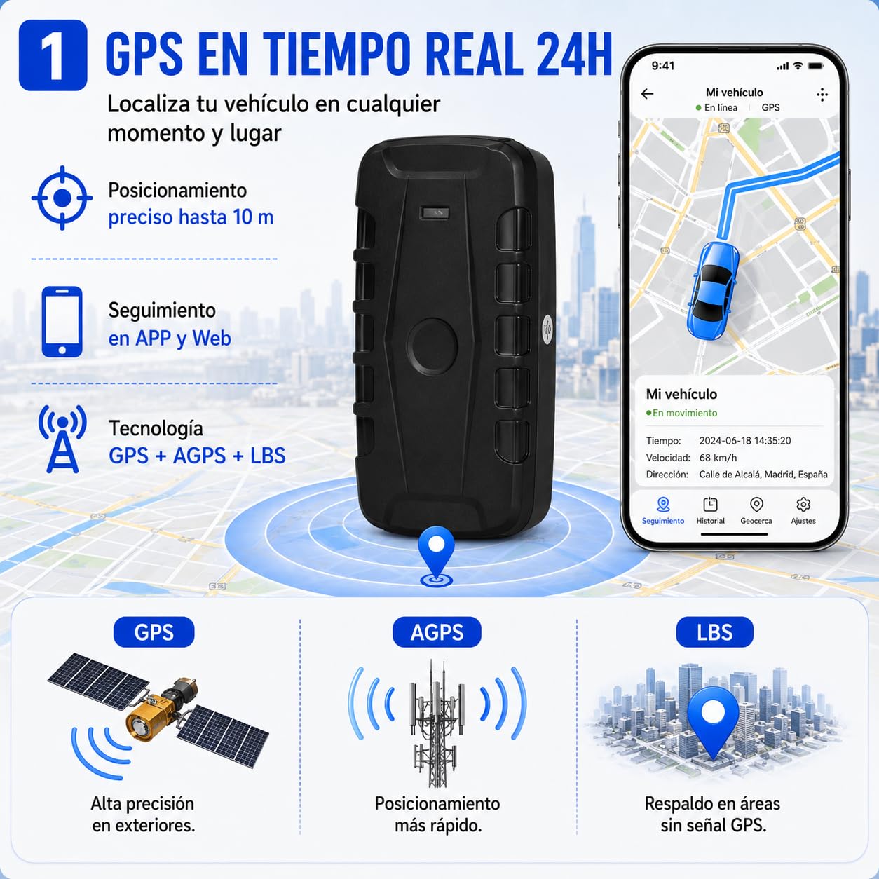 Winnes TK918 4G GPS Tracker para coche GPS Tracker sin suscripción, localización en tiempo real, batería de 20000 mAh, tiempo de espera de 240 días con imán fuerte, ubicación por SMS/APP/Web, requiere