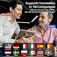 Vista 3 de Auriculares de traducción Ai en tiempo real, traductores de interpretación simultánea con 6 modos de traducción/164 idiomas, sin suscripción, Negro