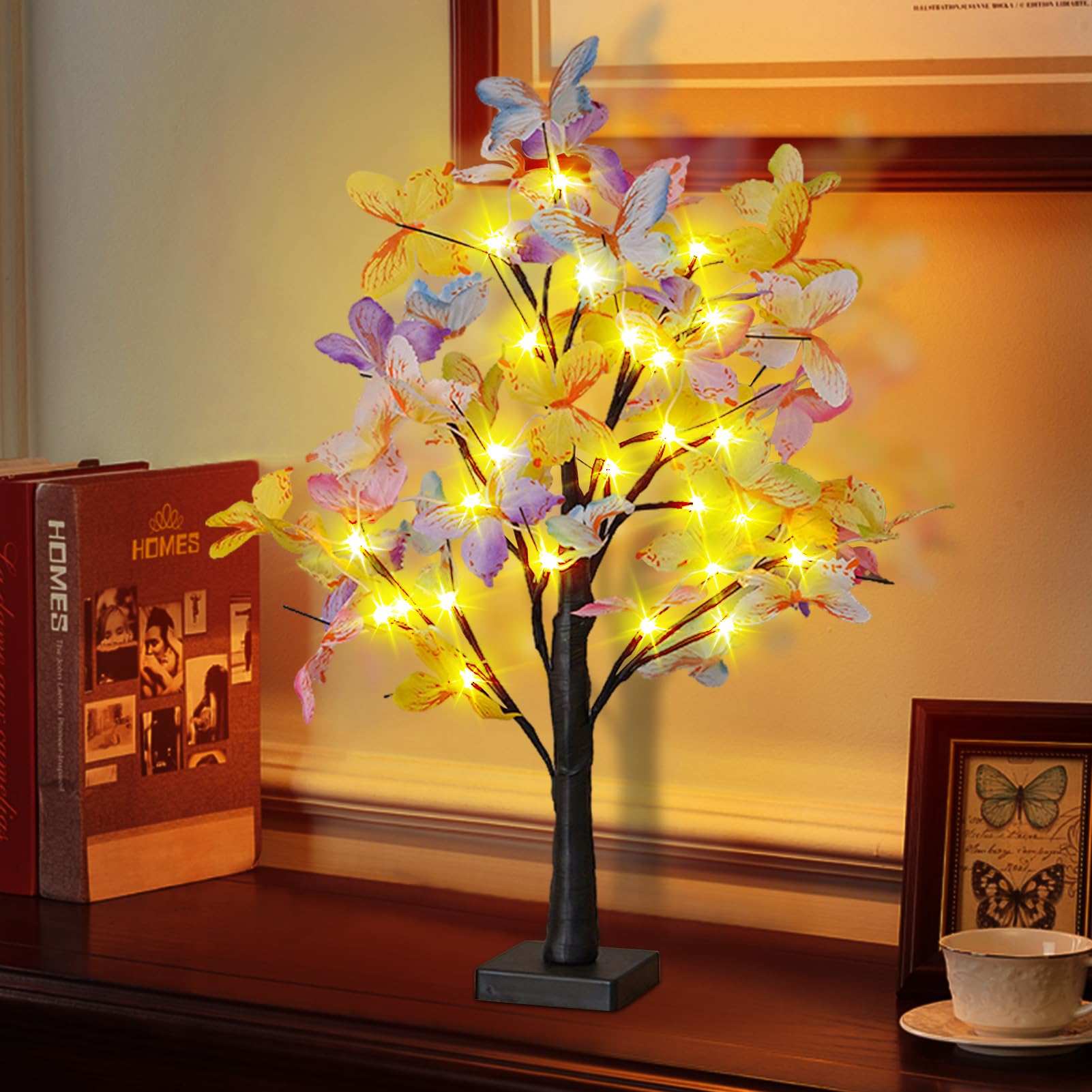 Larfraecy Decorazione per albero di Pasqua con luci, 45 cm
