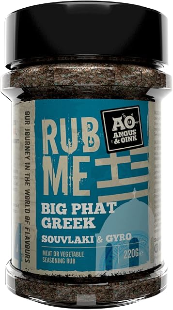 Angus & Oink | Big Phat Greek Seasoning | Souvlaki or Gyros Seasoning Rub | Perfect For Grilled Chicken, Pork or Shrimp | 220g