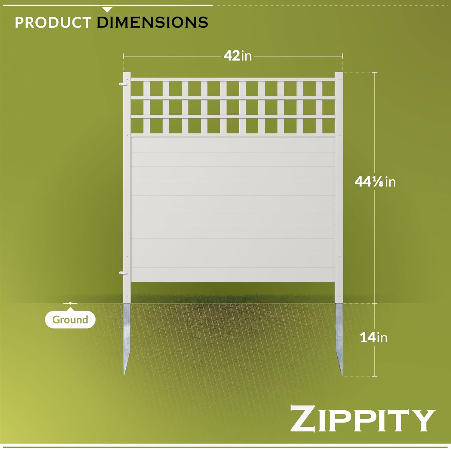 44in H x 42in W (2 Panels) No Dig Zippity Keswick Privacy Fence and Screen Kit, White Vinyl Privacy Fence, Outdoor Privacy Screen Panels for Yard, Trash Can Enclosure, Air Conditioner Fence ZP19060