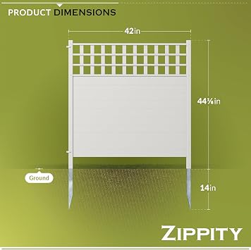 44in H x 42in W (2 Panels) No Dig Zippity Keswick Privacy Fence and Screen Kit, White Vinyl Privacy Fence, Outdoor Screen Panels for Yard, Trash Can Enclosure, Air Conditioner Barrier ZP19060