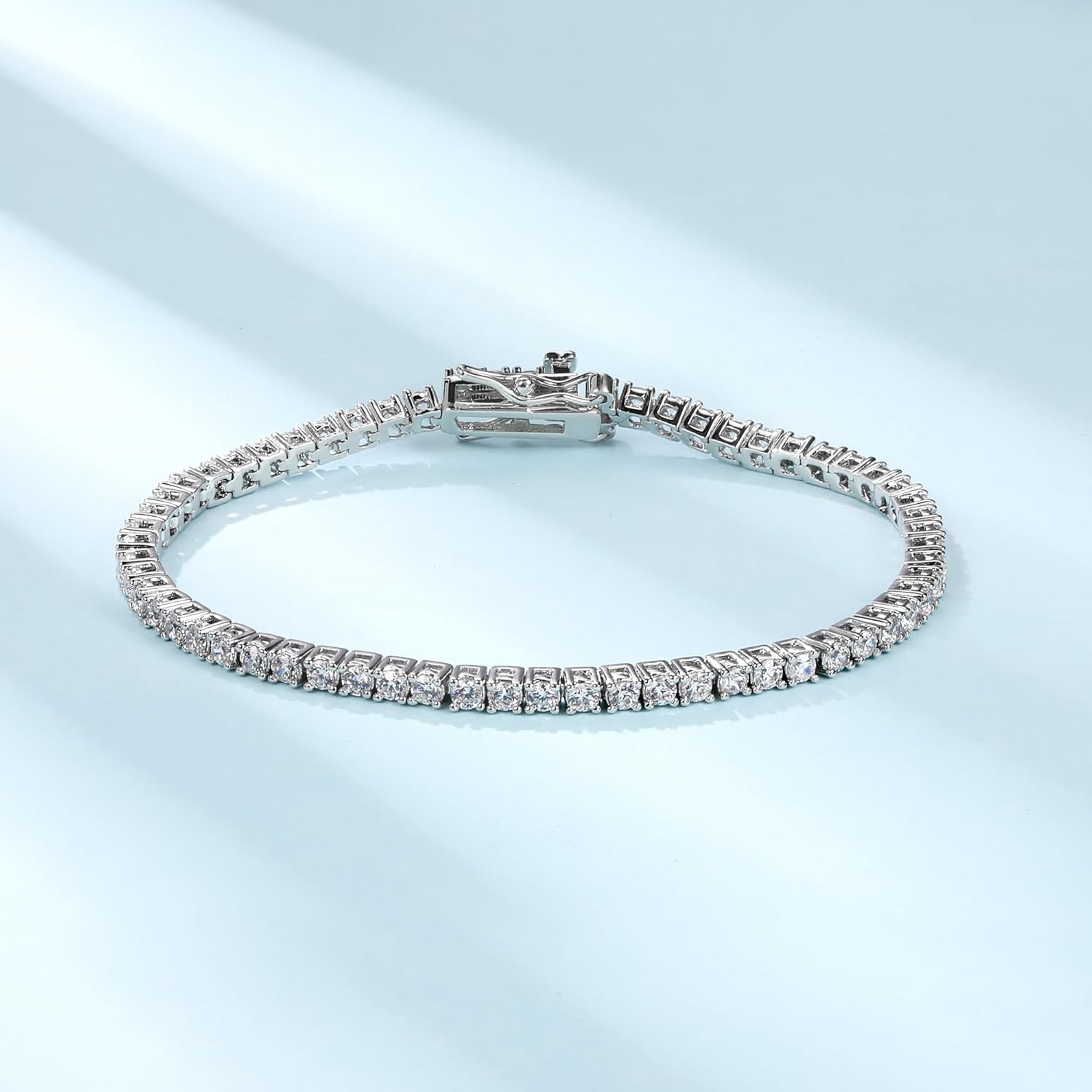 Tennis Bracelet for Women|2MM Simulate Diamond Bracelets|4-Prong-Setting CZ|18k White/Yellow Gold Plated - Image 5