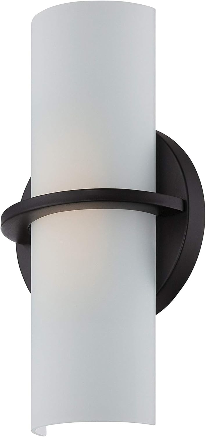 Nuvo Lighting 62/186 Tucker LED One Light Wall Sconce 4.8 Watt 285 Lumens Soft White 2700K KolourOne LED Technology Etched Opal Glass Aged Bronze Fixture