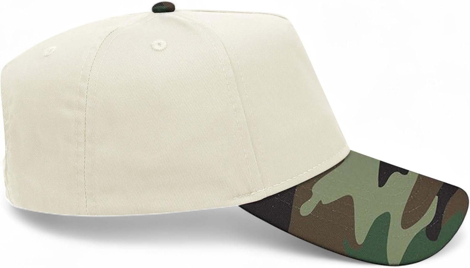 Blank Camo Trucker Hat with Two Tone Tan Camouflage Brim | Premium Wholesale Custom Baseball Hats Blanks for Men & Women - Image 3