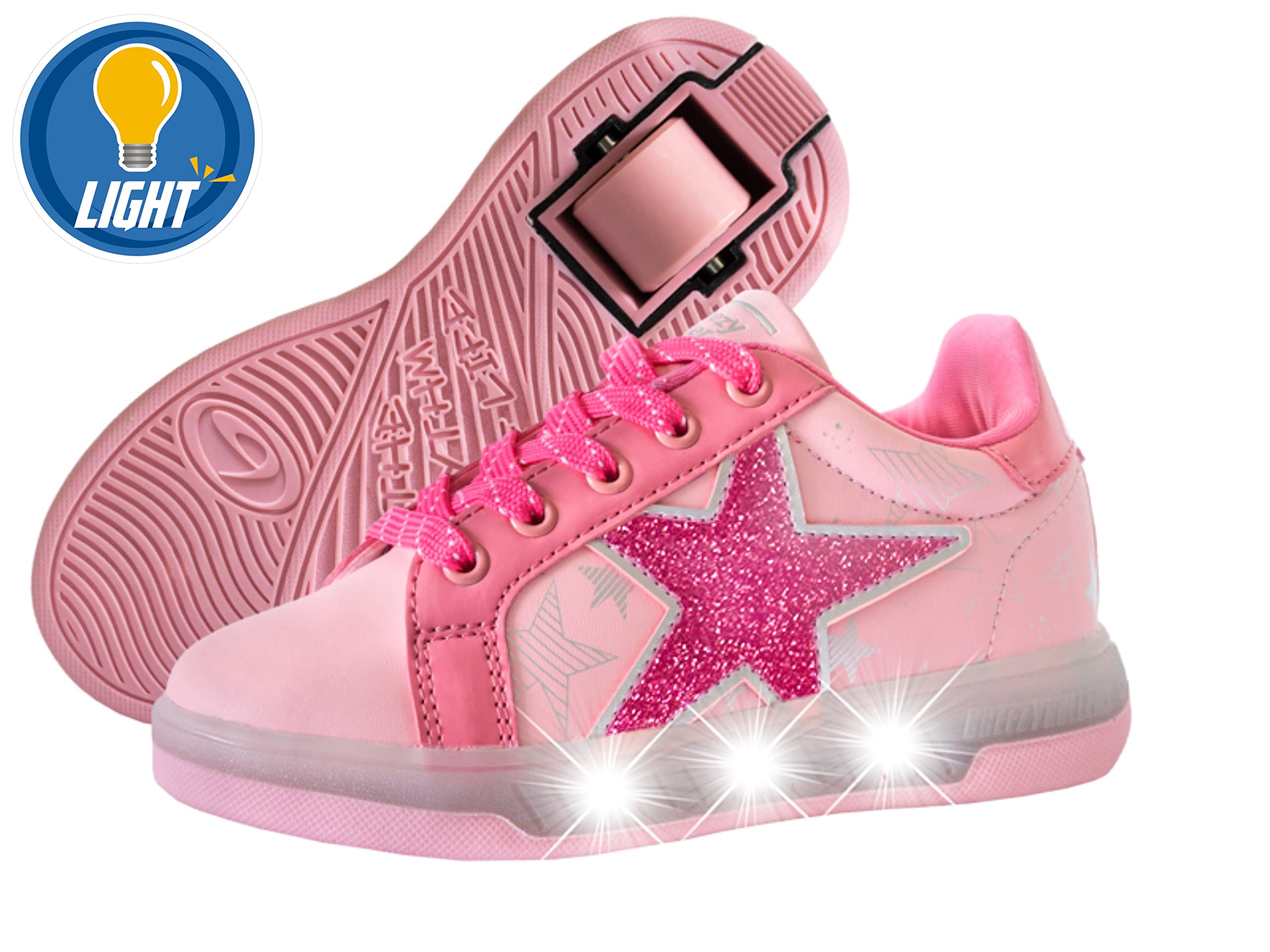 Breezy Rollers 2195680 Zapatos con Luces y Ruedas Niñas, Zapatillas con Rueda Brillante, Zapatillas de Skateboarding Led