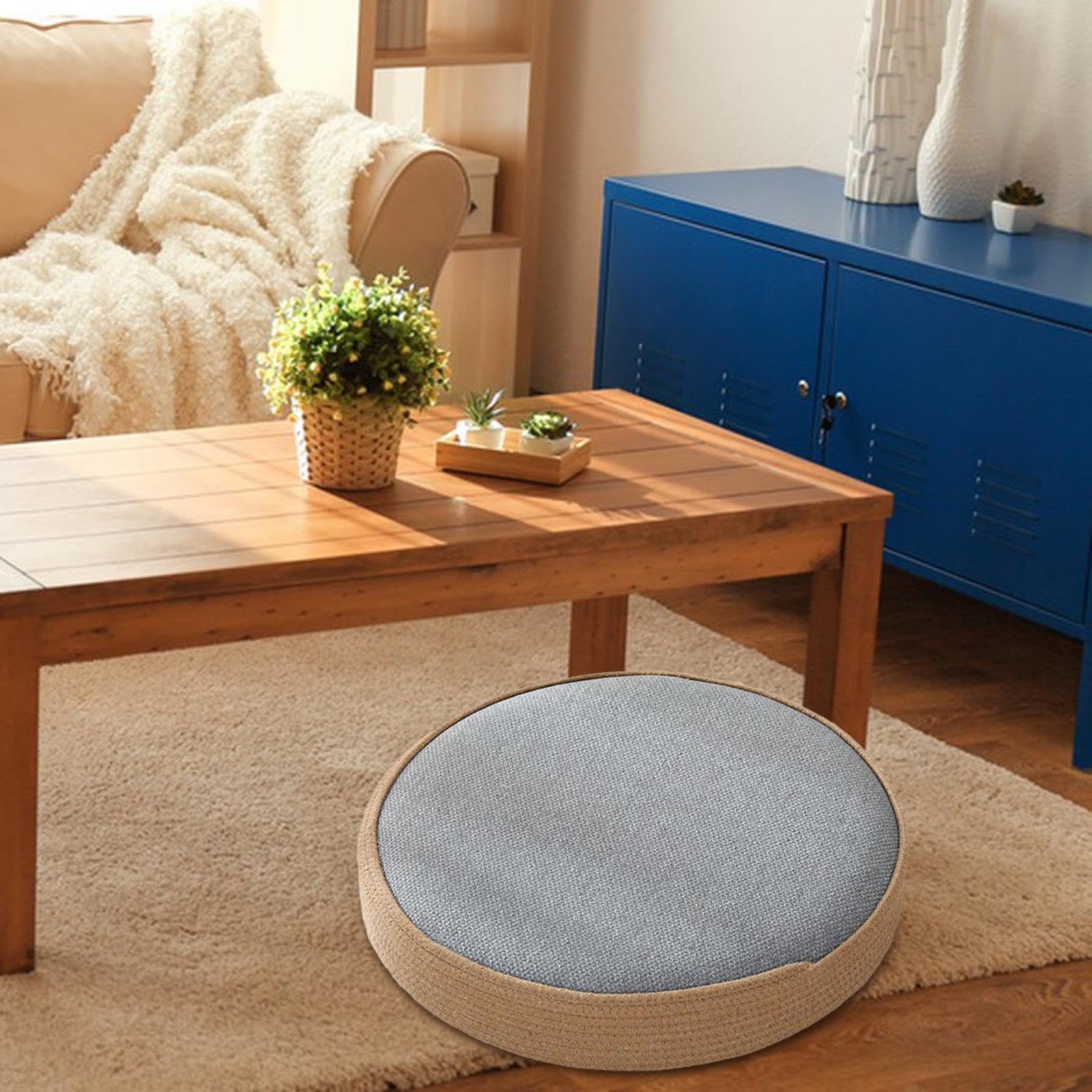 Cojín Redondo de Tatami, Puf de Meditación, Esterilla de Tela Cómoda, Ideal para El Hogar, La Sala de Estar, La Oficina Y La Meditación, Estilo Grande G, Individual