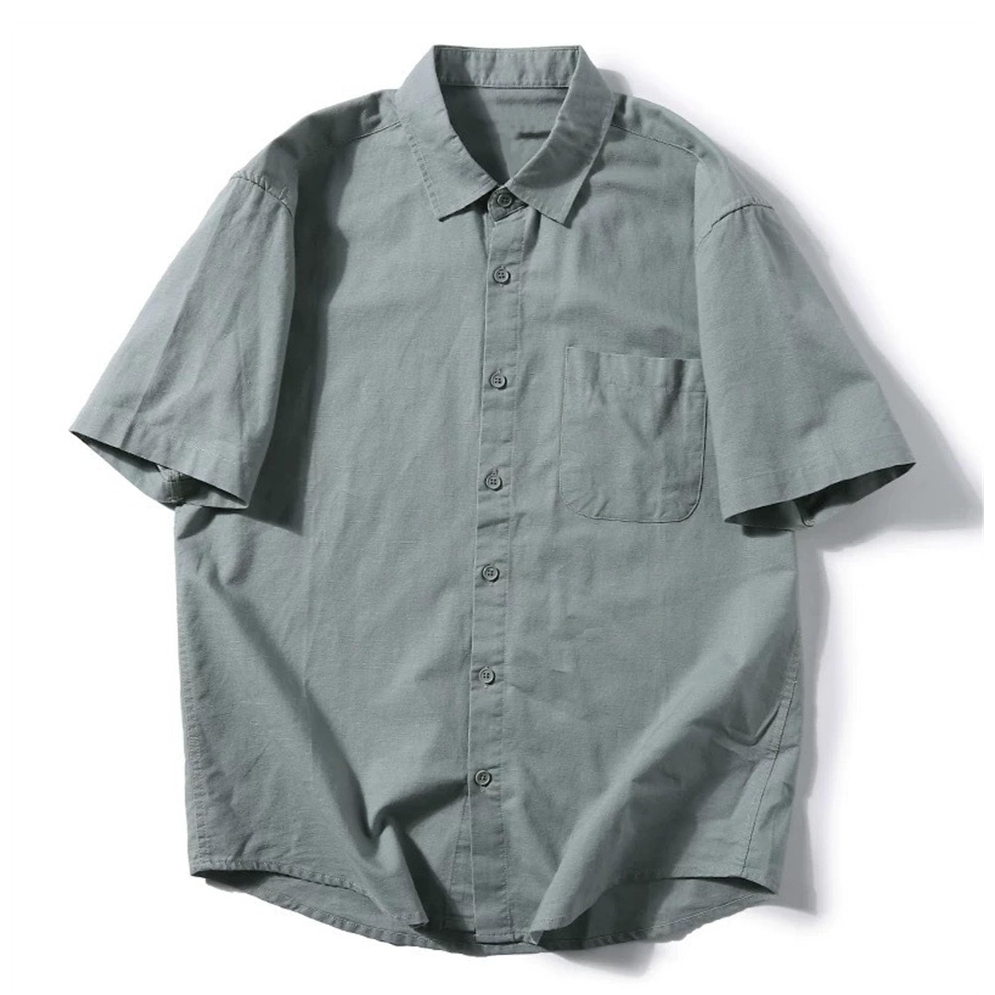Camisa de gran tamaño con botones para hombre, para vacaciones, verano, cuello