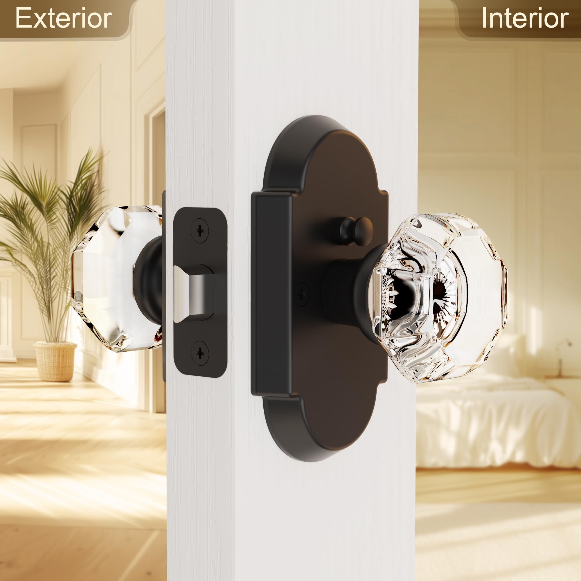 Crystal Privacy Door Knobs with Lock - BonKuDoo -3