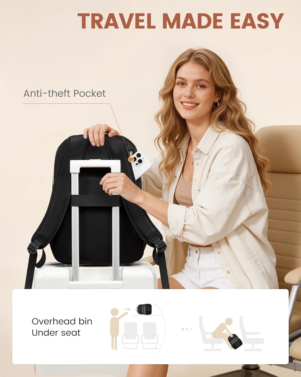 LOVEVOOK Laptop Backpack for Women with Giant Tumbler Holder 15.6 inch,Designer Travel Backpack Laptop Bag College Backpack,Quilted Work Nurse Teacher Backpack Purse Computer Bag Casual Daypack, Black - Image 6