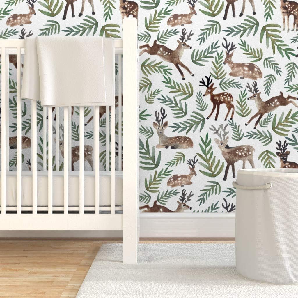 Removable Wallpaper 6ft x 2ft - Loved Large Deer Rustic Country Christmas Holiday Cotton Green Custom Pre-Pasted Wallpaper by Spoonflower