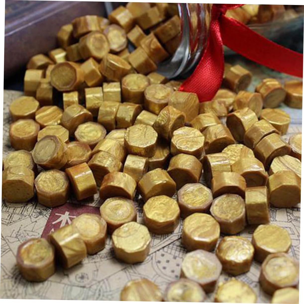SHINEOFI Lot de 309 Perles De Cire Octogonales Cuillère À Cire Fondante Et 2 Bougies pour Enveloppes Invitations Et