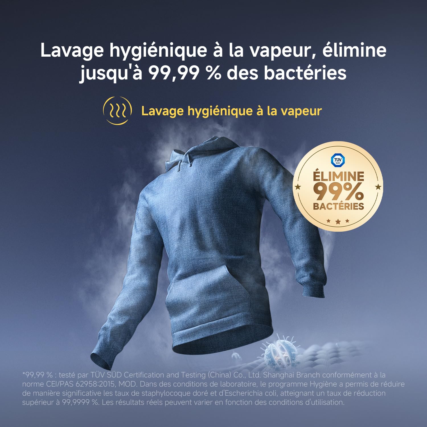 Xiaomi Mijia Lave-Linge séchant Hublot Pro 9 kg Lavage / 6 kg Séchage | Double dosage automatique, Lavage ultra-rapide, Soin vapeur, Contrôle intelligent, Blanc, Efficacité de lavage A-25 %