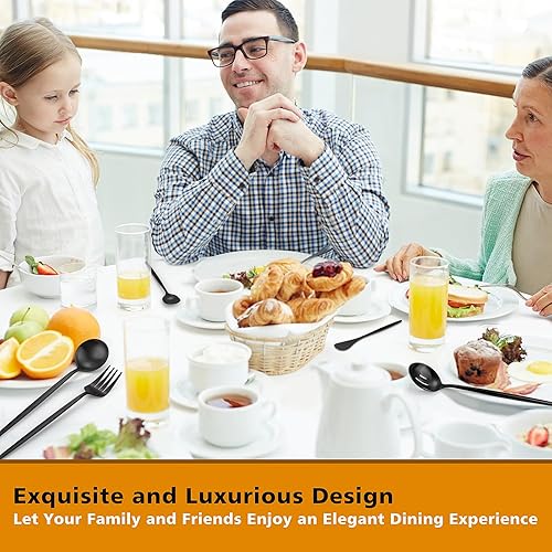 Miniatura 6 de Matte Black Serving SetOliviola 5-Piece Stainless Steel Large Hostess Set with Round Edge, Satin Finished, Dishwasher Safe -Large Spoon, Large