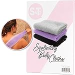 S&T INC. Back Scrubber for Shower, Exfoliating Body Scrubber or Bath Exfoliating Towel for Skin Care, 11.8 Inches x 35.4 Inches, Assorted Purple, 3 Pack