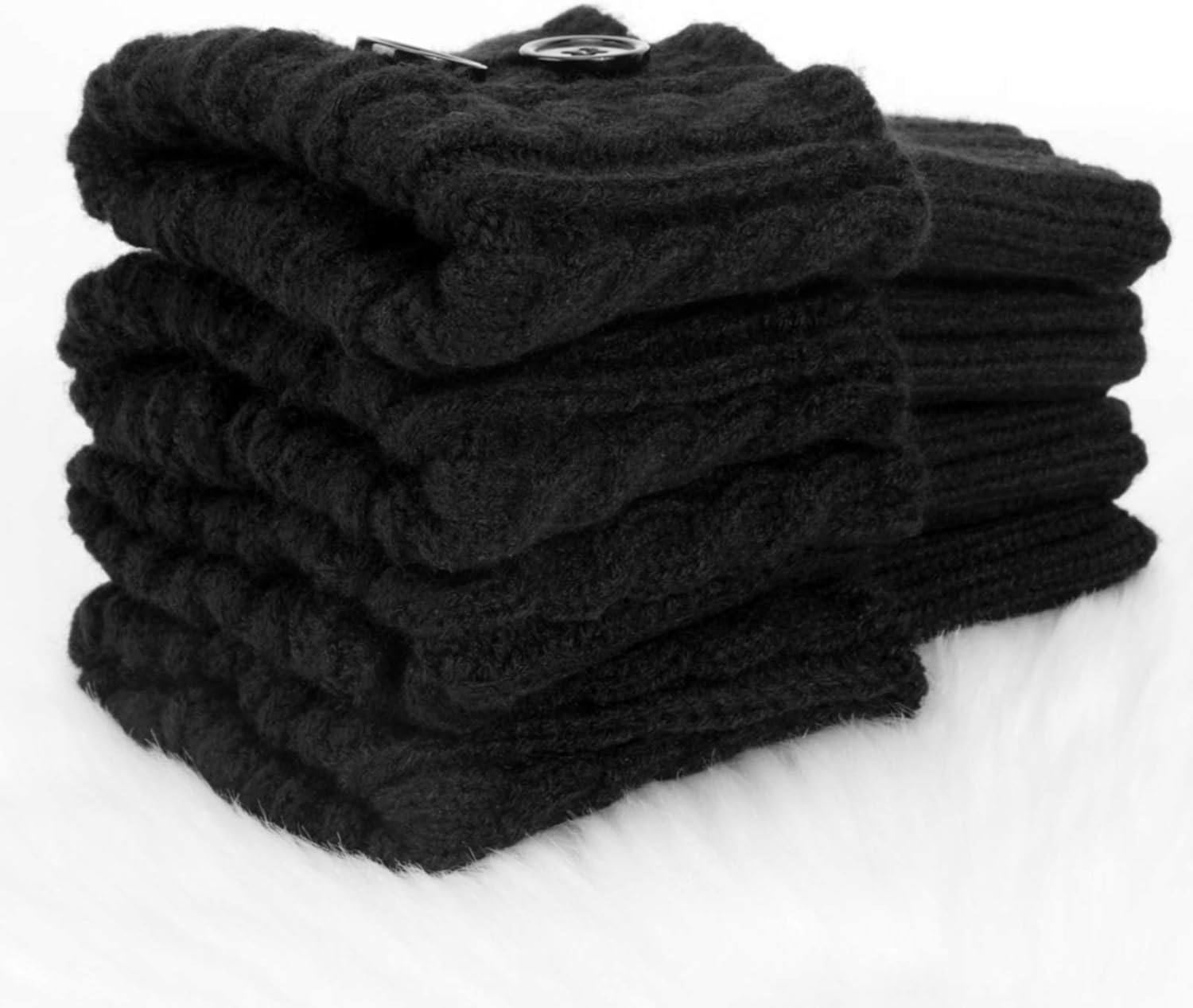 PHOGARY 2 Pairs Winter Warm Boot Cuffs for Women, Crochet Knitted Boot Socks for Girls Black Short Leg Warmers Boot Topper Socks Leg Cuffs Boot Warmers Gift - Image 3