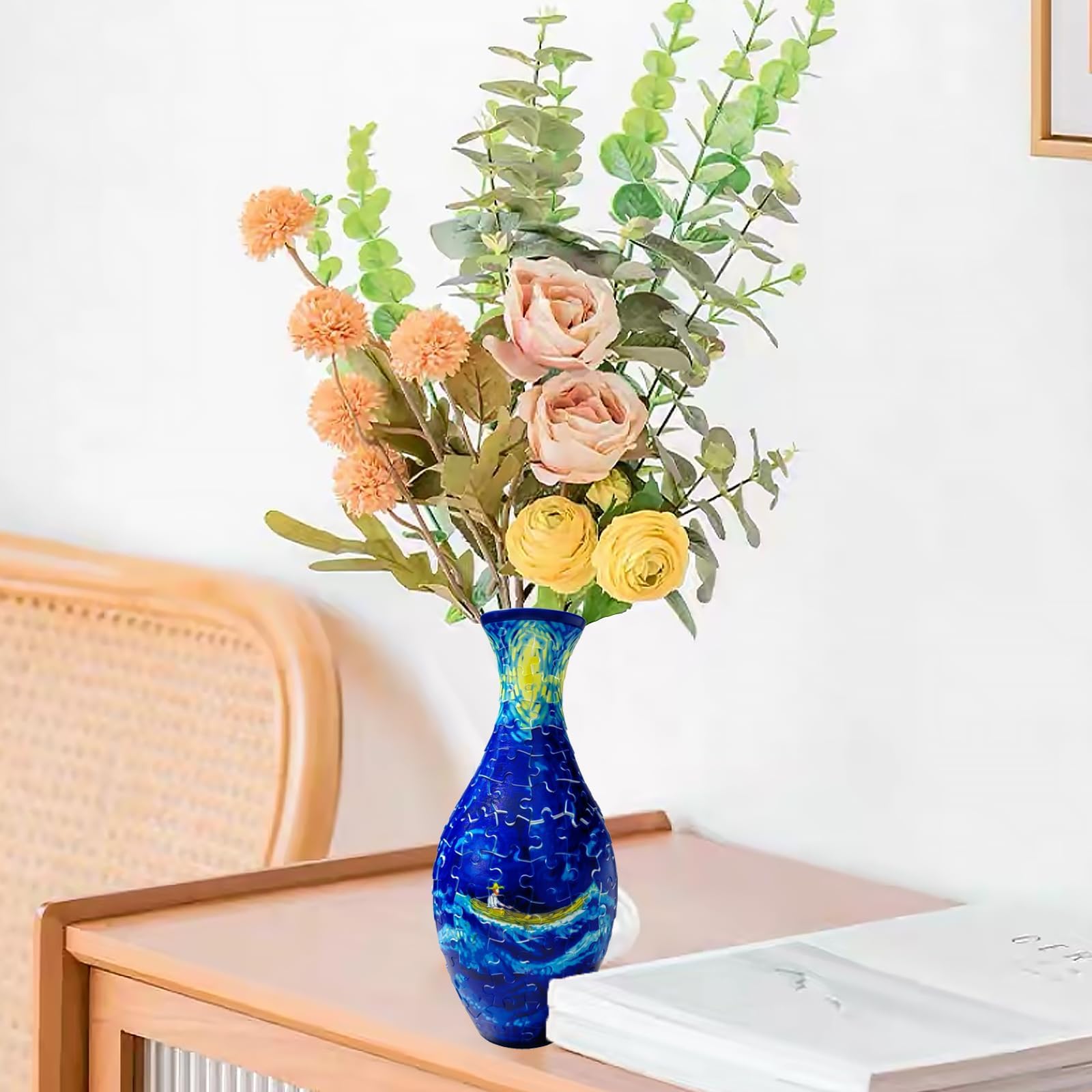 Vaso puzzle 3D, puzzle 3D per adulti, arte unica, puzzle di fiori per composizione di fiori e decorazioni per la casa, fioriera puzzle staccabile realizzata da 160 pezzi di puzzle in plastica