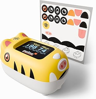 Pulox PO-230 Pulsioxímetro para niños - En amarillo con pegatinas - Medición de la saturación de oxígeno y la frecuencia cardíaca
