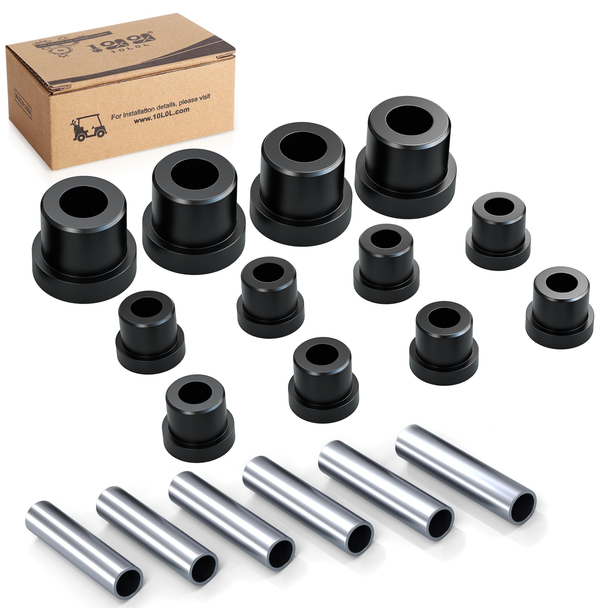 Photo 1 of 10L0L Golf Cart Rear Spring Bushing Kit for EZGO RXV 2008-up Electric and Gas, Includes 4 Large Bushings 620160, 8 Small Bushings 624030, 6 Steel Spacers 620161