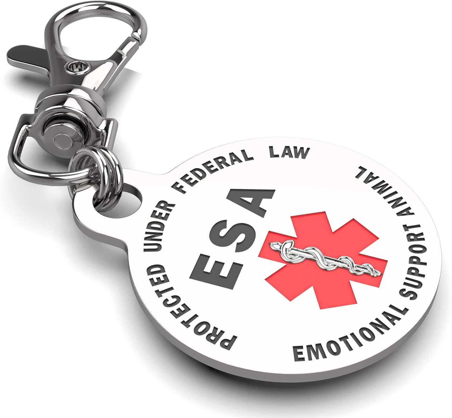 DOUBLE SIDED Emotional Support Animal (ESA) Red Medical Alert Symbol and Protected by Federal Law 1.25 inch ID Tag. QUICK RELEASE metal lobster clamp allowing you to switch between collars and vest. : Pet Supplies