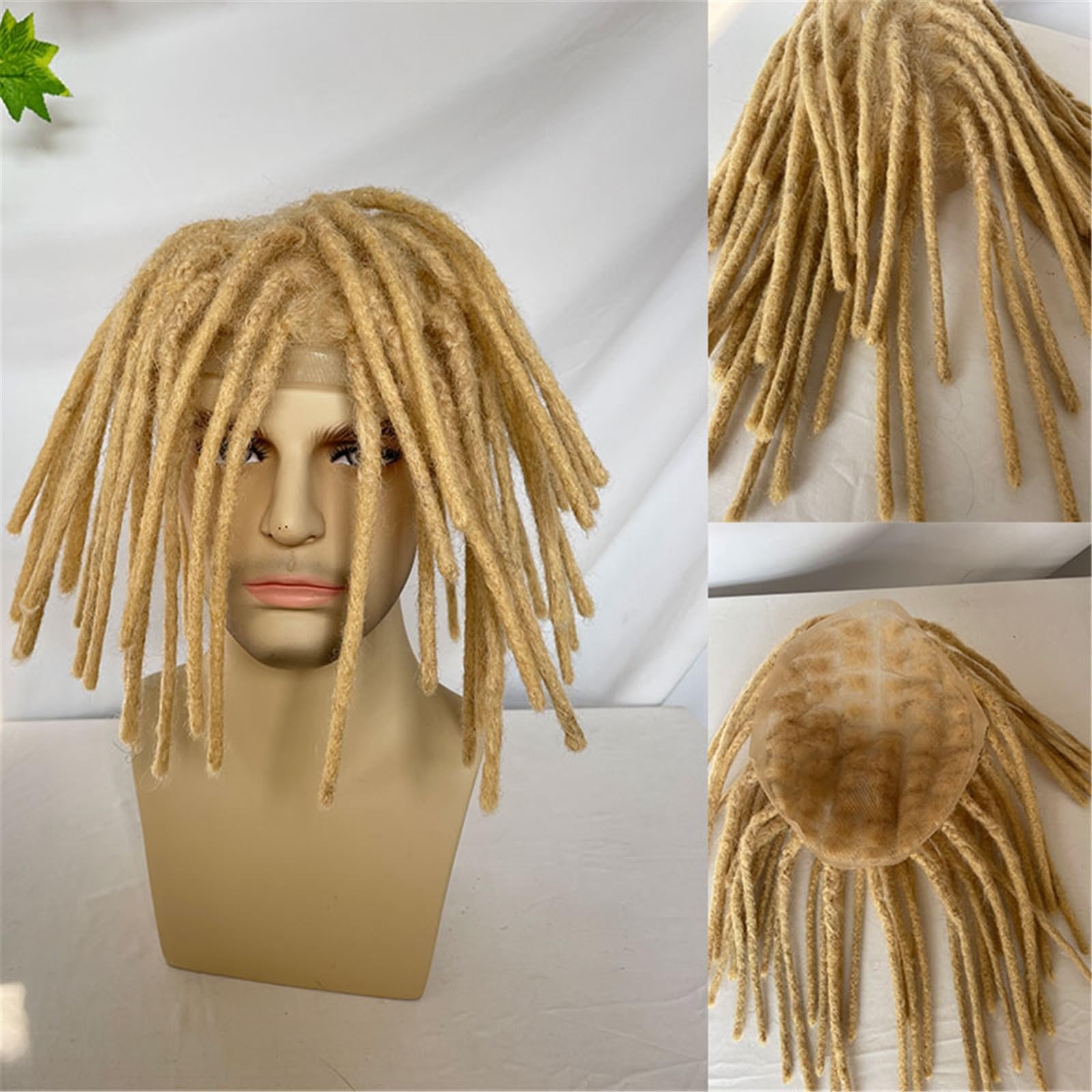 Peruka do włosów dla mężczyzn Pełna koronkowa podstawa Afro Przedłużenia dredów Tupecik dla mężczyzn i kobiet Loc 0,6 cm Ludzkie włosy System włosów dla mężczyzn(1B,12 inch)