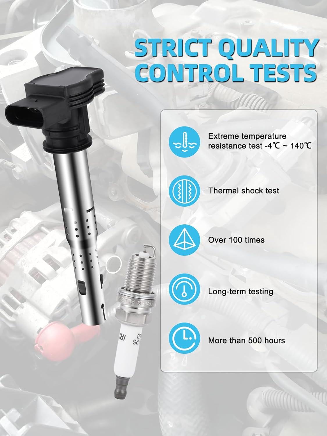 UF575 Ignition Coil Pack Spark Plug Iridium 4 PCS (2.0L 4.2L) 2004-2019 For Audi A3 A4 A5 A6 A8 Allroad Q3 Q5 RS4 RS5 TT,For VW Beetle CC Eos GLI Golf GTI Jetta Passat Rabbit