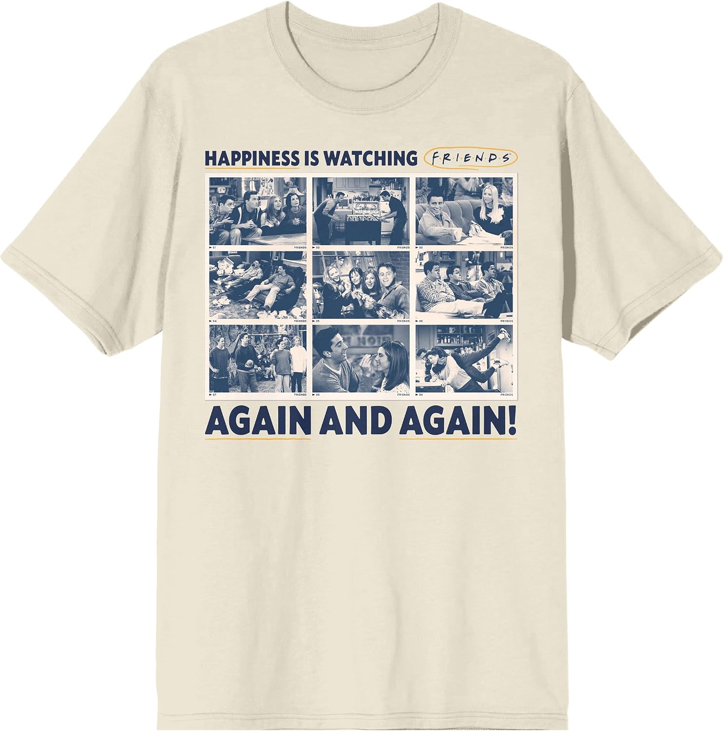 Bioworld Friends Happiness is Watching Friends Again Natural T-Shirt