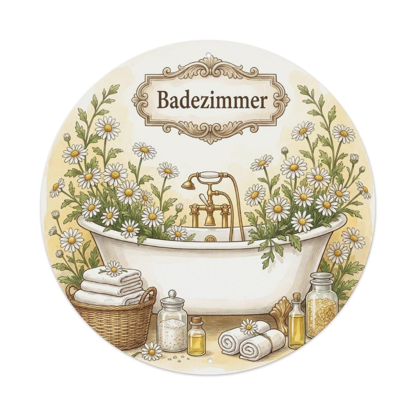 Bathroom Chamomile Bathtub Metal Tin Sign