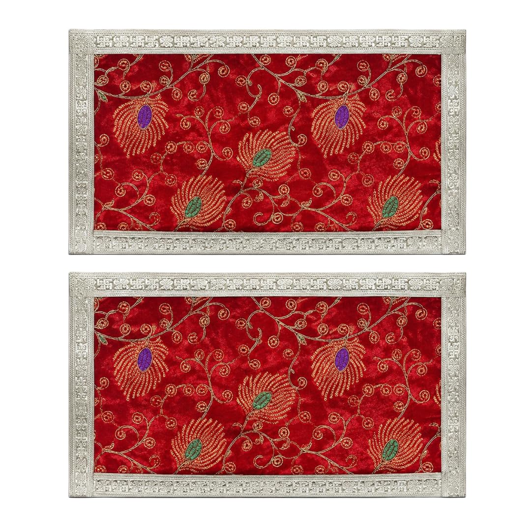 Aasanwala Combo of Red Pooja Aasan Velvet Square for Mandir, Temple Home Décor, Slab, Table Décor (40 * 30 cm)-picture-11