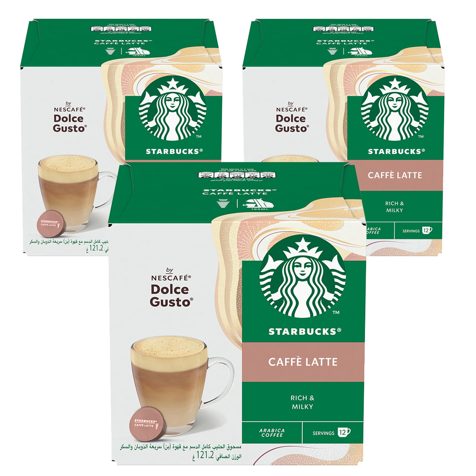 Caffè Latte By Nescafe Dolce Gusto 12 Capsules, Pack of 3