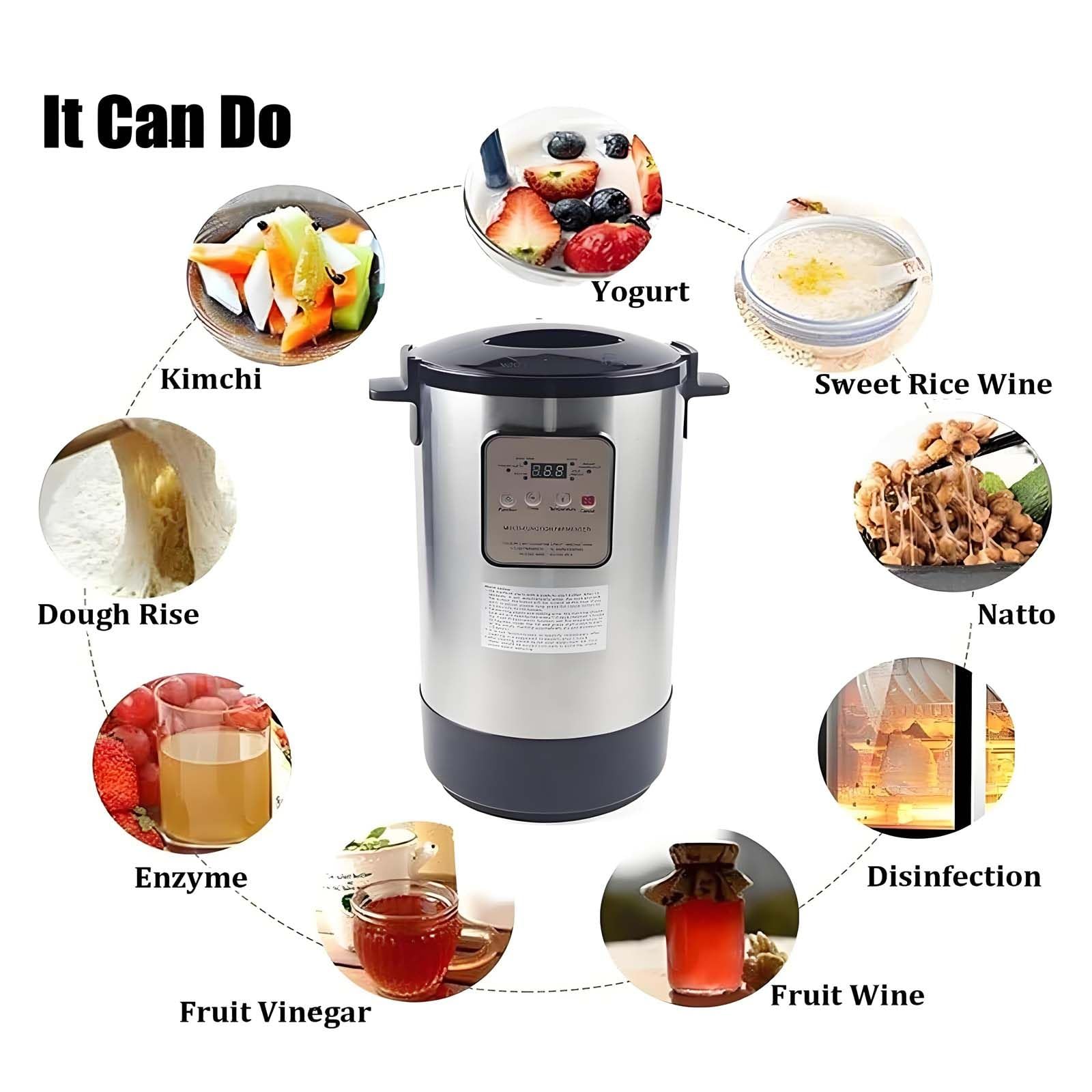 Macchina per la fermentazione commerciale automatica da 12 litri, controllo di temperatura e tempo regolabili, fermentazione in acciaio inox per yogurt, yogurt greco, pane, natto, vino di riso