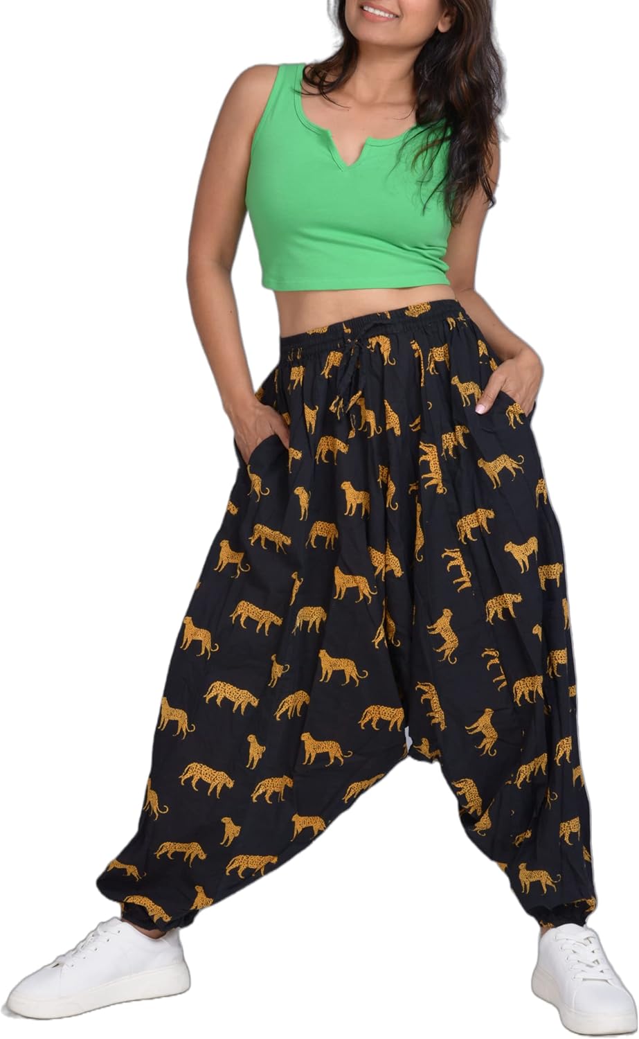 PEACH PEBBLE Harem Pants 100% Cotton, Bohemian Yoga Boho Hippie Pants - Image 4