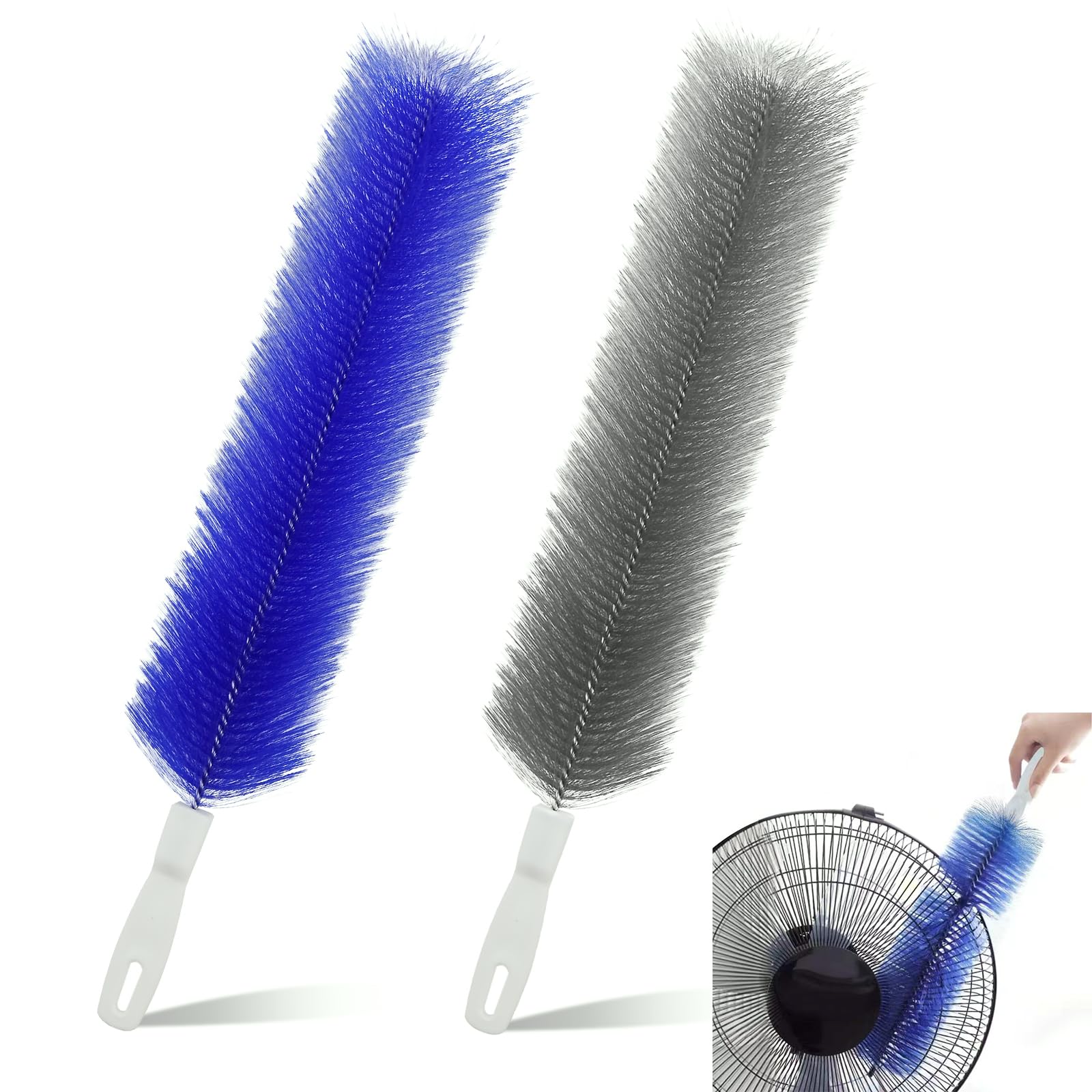 2 Pcs Cobweb Duster, Bendable Fan Duster, Plastic Fan Cleaner Brush,Microfiber Head Dusting Brush, Reusable Dust Remover for Air Conditioning Shutters,Ceiling Fan Blades,Air Vents, Curtains, Cars