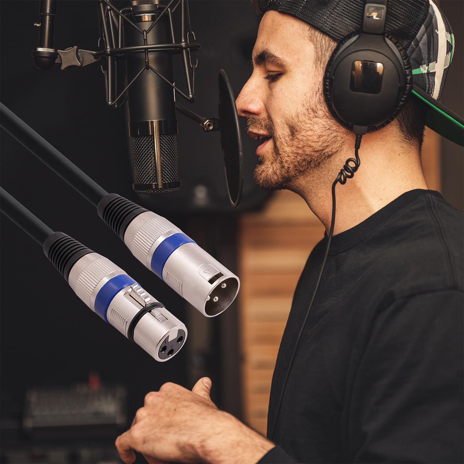 10pcs XLR Cable DMX 1.5M/5ft - Cable de Micrófono de 3 Pines Balanceado y Blindado para Luz de Escenario, Cabezal Móvil, Par, Mezclador