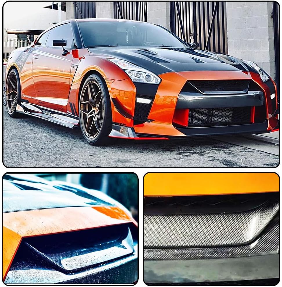 MCARCAR KIT Real Carbon Fiber Front Grille Mesh Cover Compatible with Nissan R35 GTR GT-R Base Coupe 2017-2019 Bumper Grill Trim Frame Decoration Emblem Sticker Factory Outlet