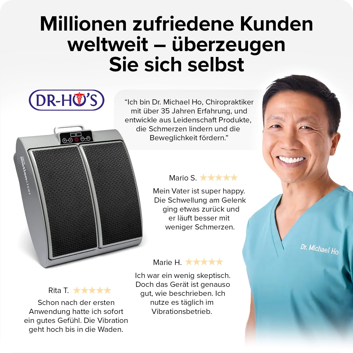 DR. HO’S MotionCiser® Fit | Elektrisches Fußmassagegerät mit Gehsimulation | Bein-, Waden- & Fußmassage | 10 Vibrationsstufen | Infrarot-Wärme 30–50 °C | Fussmassagegerät inkl. Trainingsbändern