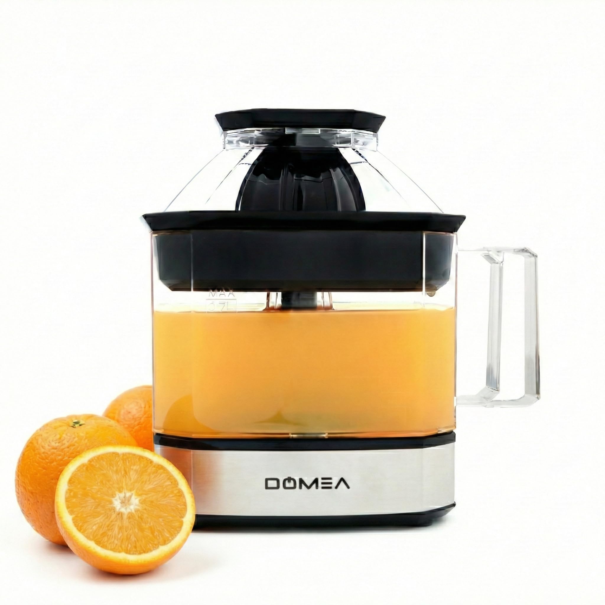 DOMEA Citrus Juicer Electric, 0.7L Capacity, Orange Juice Maker & Lemon Squeezer, 25W Energy Efficient Motor, Includes 2 Cones, Quick & Easy Juicing