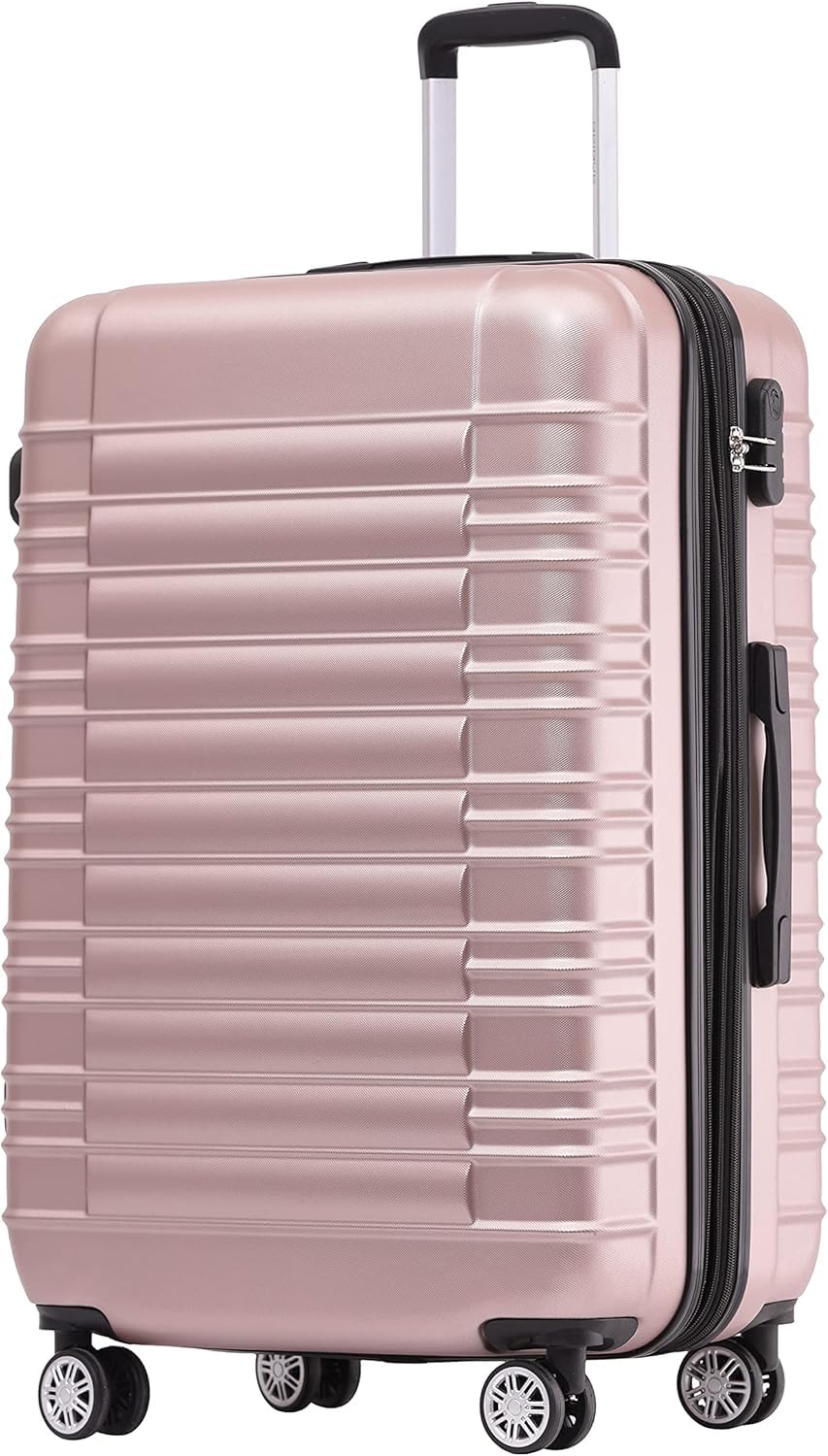 BEIBYE 2088 Hartschalenkoffer aus ABS mit 4 Zwillingsrollen, Reisekoffer Trolley mit Zahlenschloss und Teleskopgriff, Erweiterbarer Koffer M L XL oder Kofferset, Handgepäck 55 cm