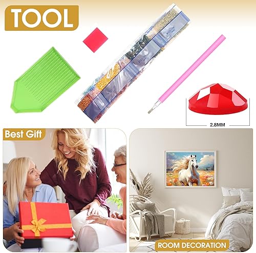 Miniatura 9 de Bimkole Kits de pintura de diamantes 5D de elefante, taladro completo, puesta de sol, animales, diamantes de imitación, juego de bordado de pintura