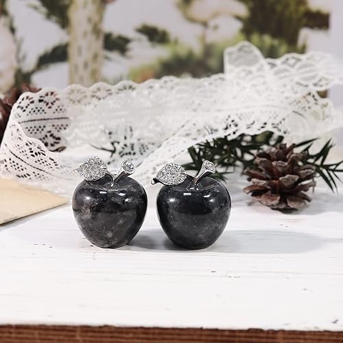 Miniatura 4 de Loveliome Estatua de manzana de labradorita natural, escultura de cristal curativo, adorno para el hogar, decoración de boda, 1 pulgada