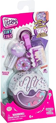 Miniatura 8 de REAL LITTLES Latas pequeñas  Viene con solo 1  Latas de metal real con 4 adorables dijes con microescala real de trabajo de papelería y colgante de