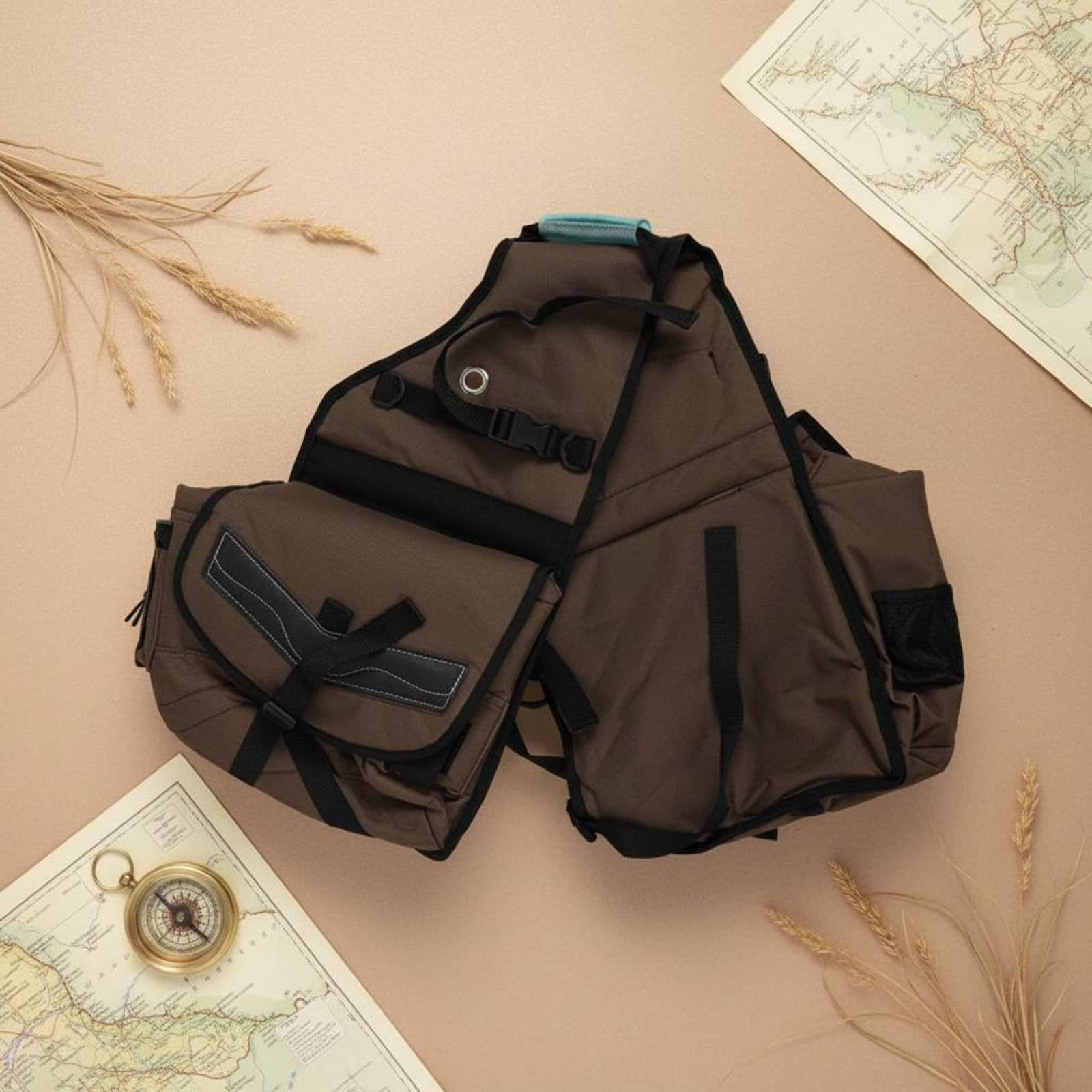 rockible Equestrian Storage Pack Satteltasche Pferd Reitertasche Reitausrüstung Aufbewahrung aus Canvas mit Stabilem Sitz Am Sattel für Kleine Utensilien für, Schwarz, Schwarz