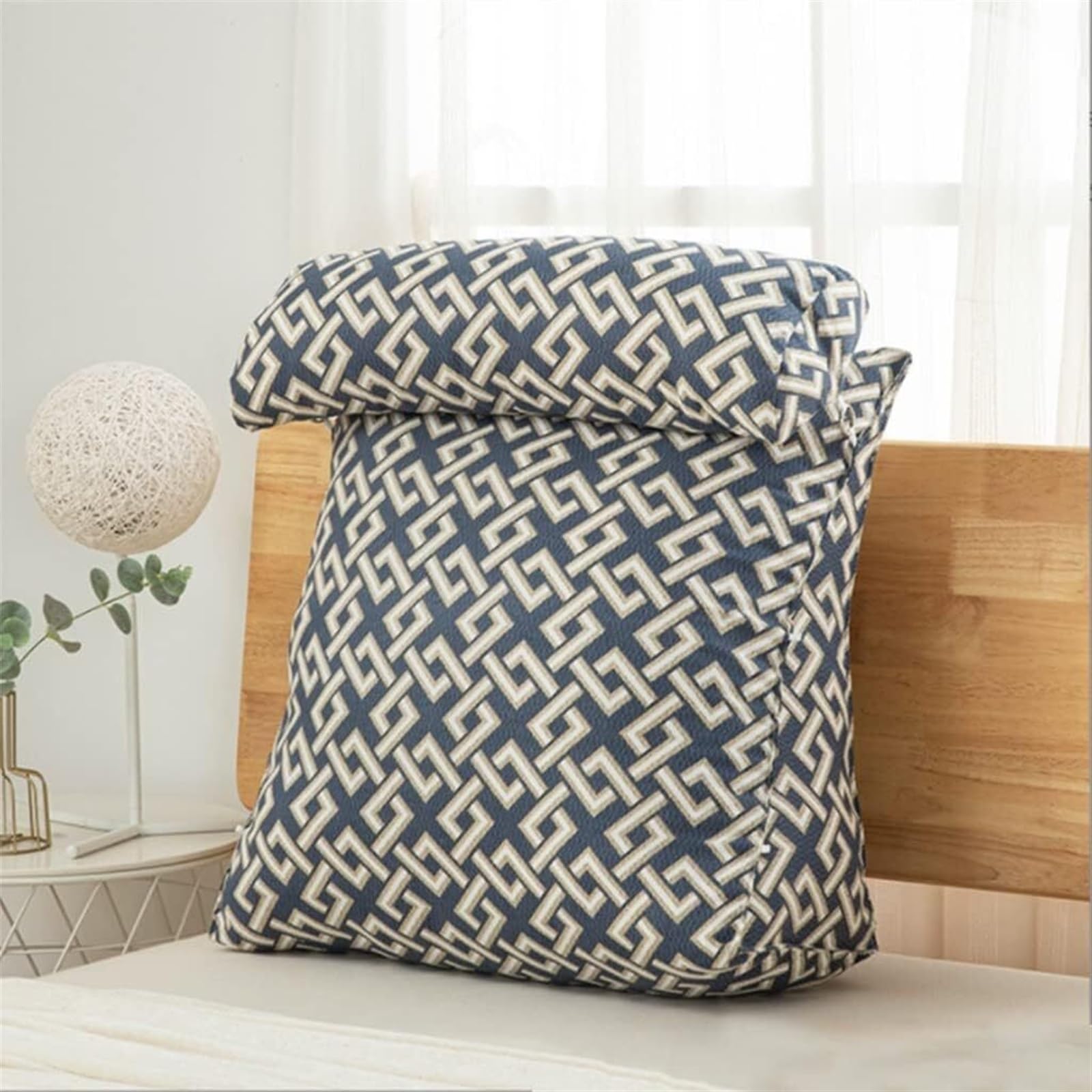 MYXJX back support cushion, On Bed Reading Watching TV Backrest Pillow with Pocket Triangle Back Cushion(C,60cm)