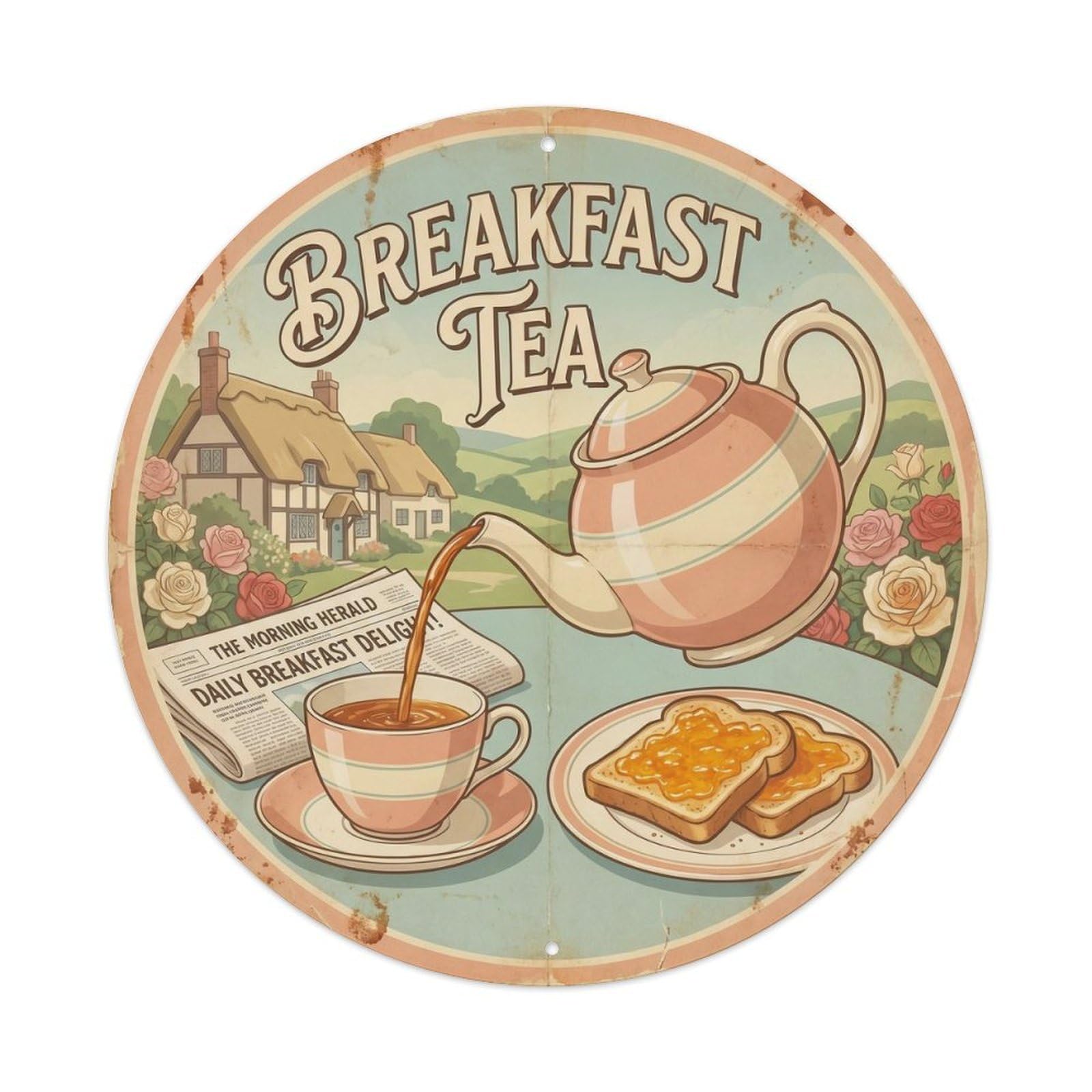 Brew Station Tea Beverage British Travel Retro Diner Metal Tin Sign
