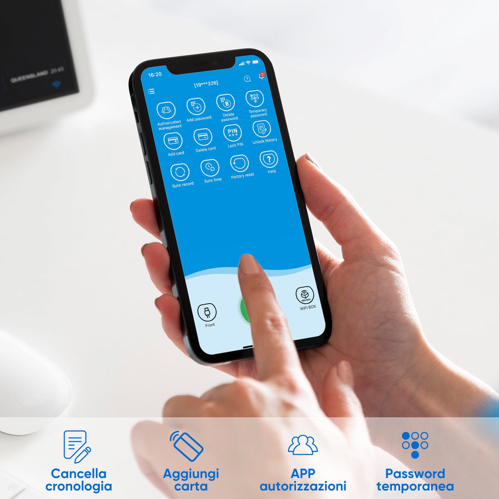 RUILON Serratura elettronica intelligente, Wifi/Password/Scheda RFID/Bluetooth/APP Serratura della porta, Serrature per porte regolabili per spessori della porta 50-100mm