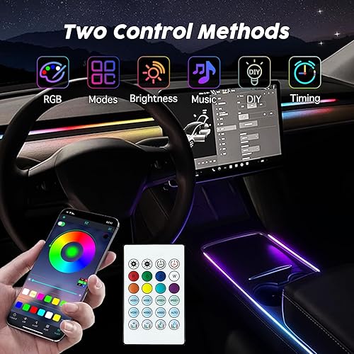 Miniatura 4 de SAMGCHI Dreamcolor - Luces interiores de acrílico para automóvil tira de luces LED para automóvil con aplicación y control remoto RF kit de