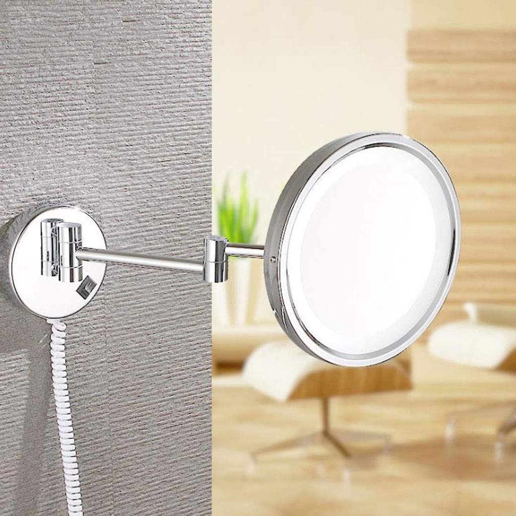Espejo de tocador, Espejo de Maquillaje, Espejo de tocador con iluminación LED, Montaje en Pared, Espejo cosmético con Aumento 3X, Extensible de una Cara para baño, Espejo cosmético/B