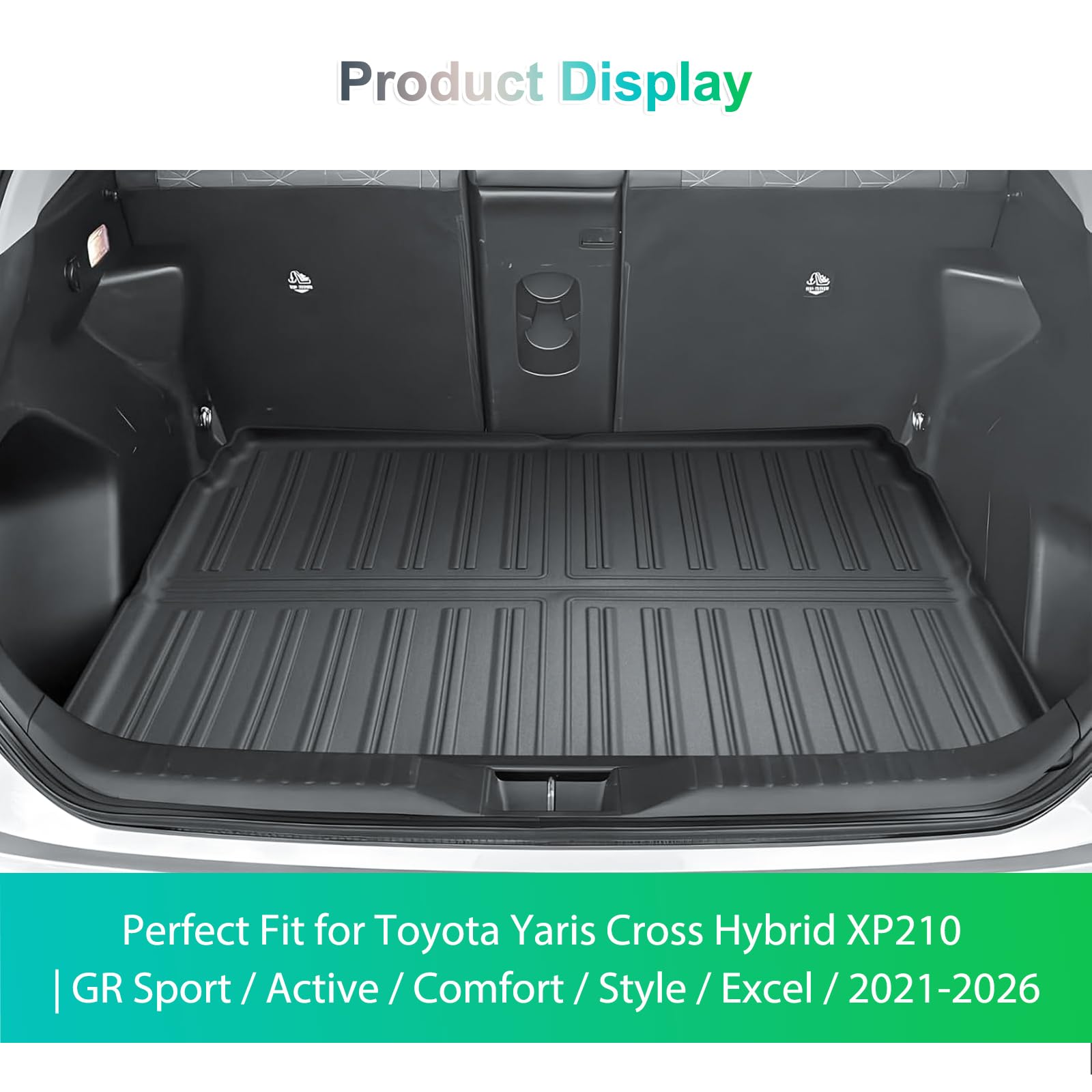 GAFAT Kompatibel mit Toyota Yaris Cross/Hybrid 2021-2026 2027 Kofferraummatte, Leicht zu Falten, Facelift Yaris Cross 2025 TPE Allwetter Kofferraumwanne, Original 3D-Scan Hohe Kante[Oberer Ladeboden]