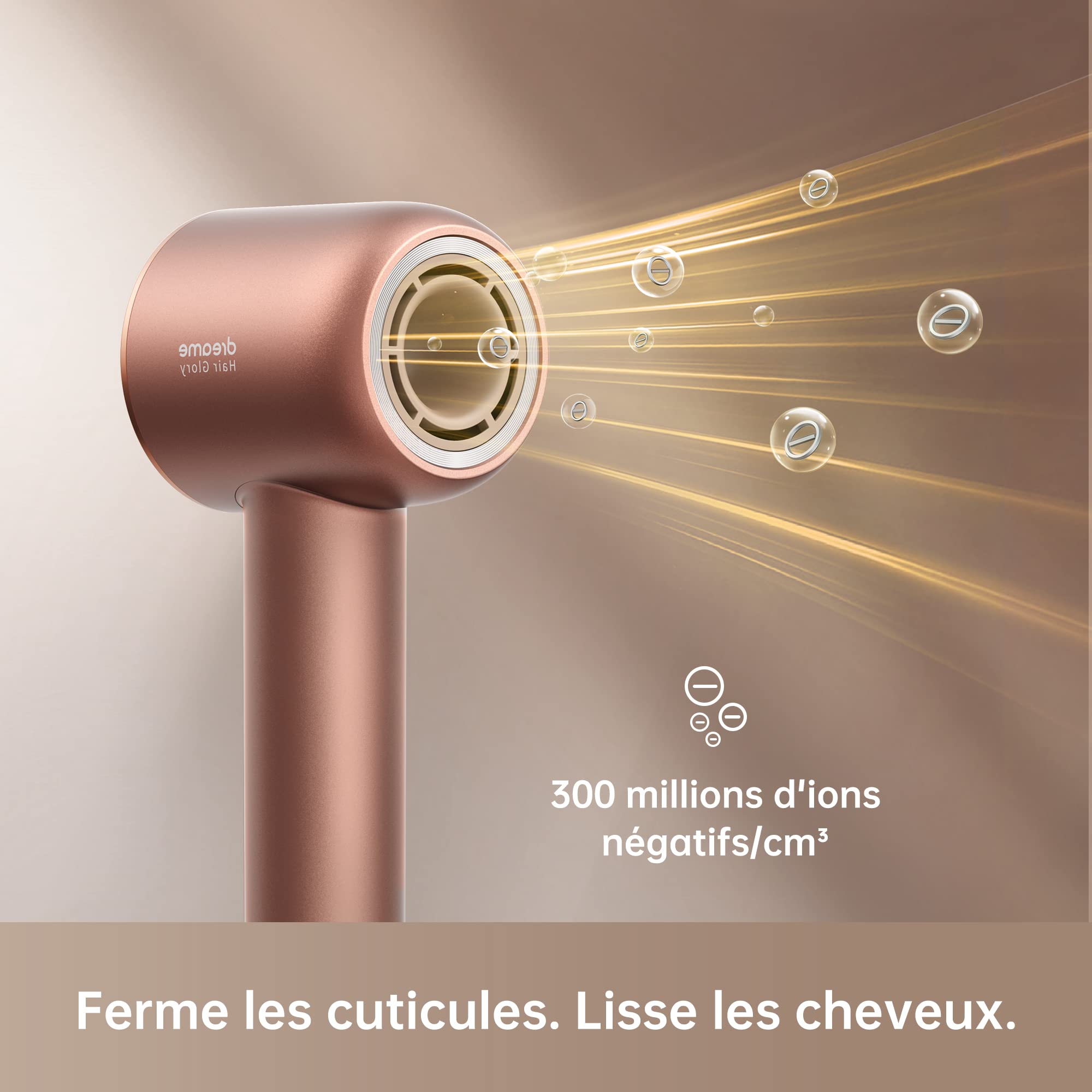DREAME Hair Glory Sèche-Cheveux Professionnel, Séchage Rapide,Moteur Haute Vitesse 110000 TR/Min,Débit d'air 70 m/s,Technologie Puissante des Ions Négatifs,Léger,Contrôle de la Température, Rose