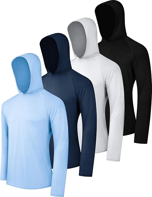 OYGSieg Men's Athletic Hoodies Long Sleeve Fishing Shirts for Men UPF 50+ SPF UV Sun Protection Shirts Rash Guards